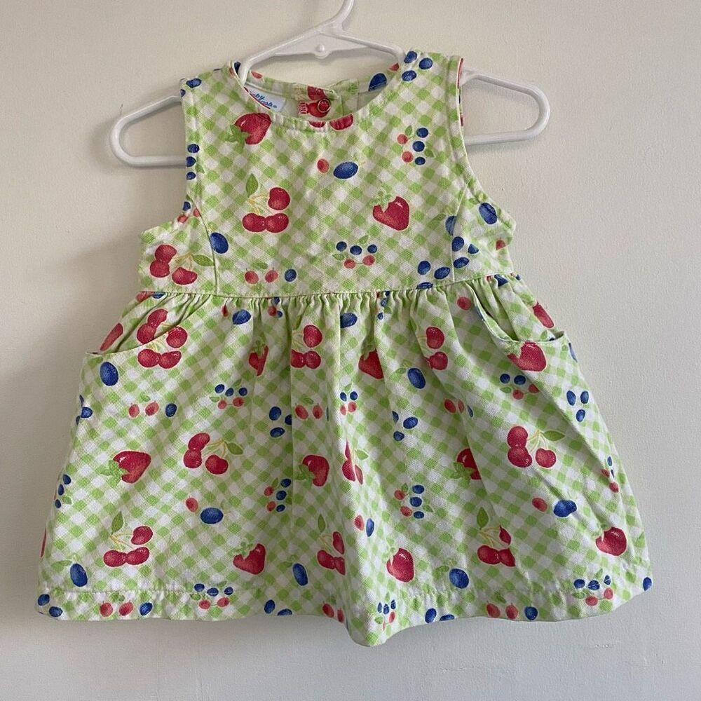 Vintage Baby B’gosh Green Fruits Dress